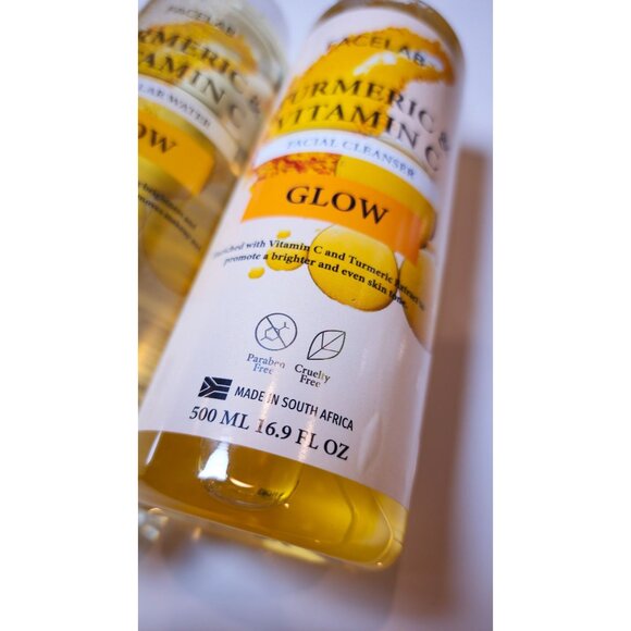 Facelab Turmeric & Vitamin C Glow Micellar Water & Facial Cleanser 500ml Set - Picture 7 of 9